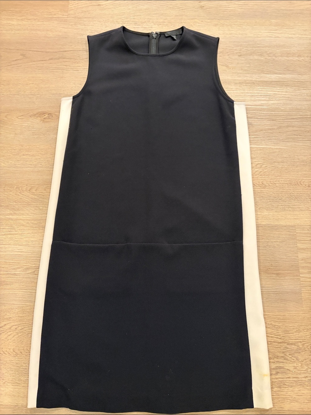 ATM Anthony Thomas Melillo Sleeveless Black Shift Dress with Cream Side Panels